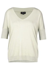 ZILCH Off White Bamboo V-Neck Top