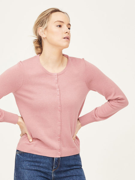 THOUGHT Blush Pink Pollie Button Front Cardigan